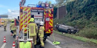 Hinter dem Breitscheider Kreuz ist es auf der A3 zu einem Unfall gekommen. Foto: FW Ratingen