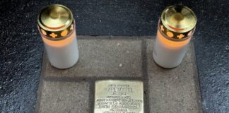 Der Stolperstein für Karl Vögtel an der Gruitener Straß. Foto: Kreisstadt Mettmann