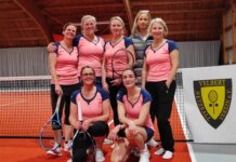 Nach ihrem Aufstieg im Sommer, haben sich die Damen 40 nun auch den Aufstieg im Winter erkämpft. Es freuen sich (von links nach rechts oben): Tanja Eick, Annika Schoch, Cornelia Könkler, Silke Pöppelmann, Kerstin Rübener, (vorne von links nach rechts) Petra Groß und Katja Wolters. Foto: NBV