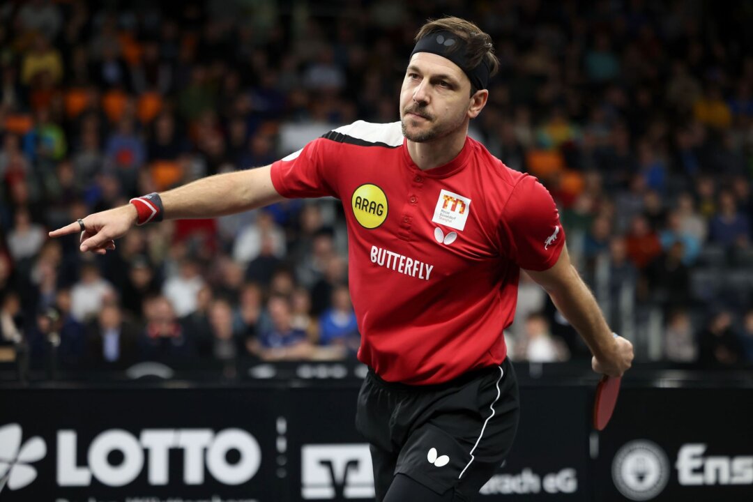 Timo Boll von Borussia Düsseldorf in Aktion.