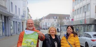 André Saar, Annelie Heinisch und Isabel Fechner-Müller vom Stadtmarketing Heiligenhaus. Foto: Kling/Archiv