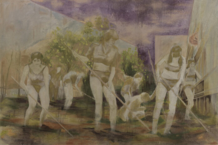 Jan Stieding, „Subbotnik, 2004, Öl auf Leinwand, 175 x 260 cm, © VG Bild-Kunst, Bonn 2023