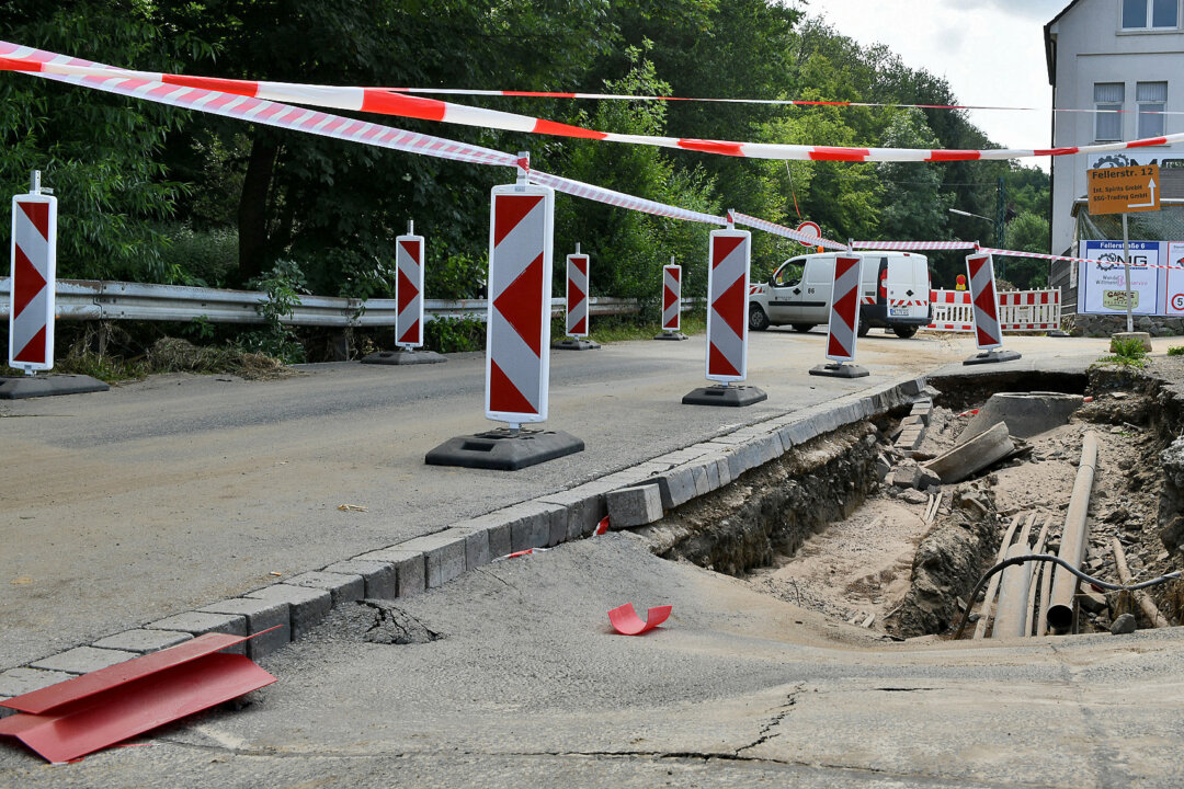 Beim Hochwasser 2021 wurde die Fellerstraße schwer beschädigt. Archivfoto: Mathias Kehren