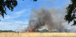 Das brennende Feld am Mintarder Weg. Foto: FW Ratingen