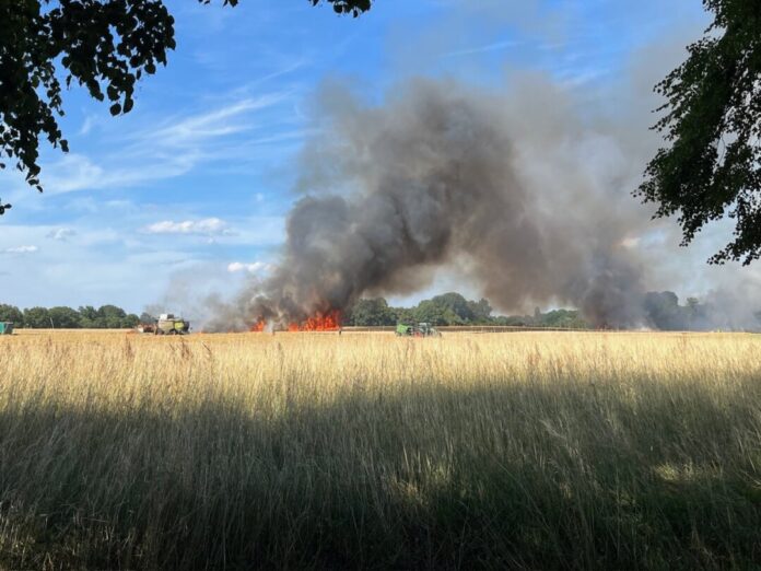 Das brennende Feld am Mintarder Weg. Foto: FW Ratingen