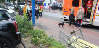 Das Auto durchbrach den Metallzaun an einem Parkplatz. Foto: Polizei