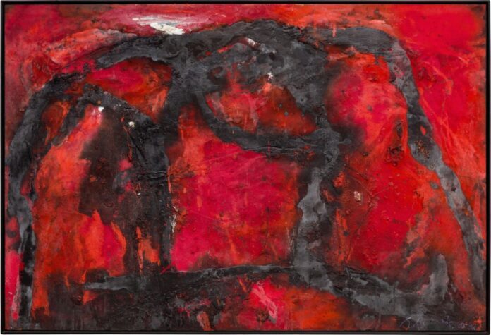 Emil Schumacher, Gafron, 1985/86, Öl auf Holz, 170 x 250 cm, © VG Bild-Kunst, Bonn 2023, Museum Ratingen, Dauerleihgabe Sammlung Ganteführer, Foto: Johannes Bendzulla