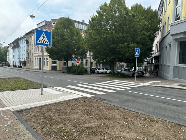 Poststraße wurde die Fahrbahn verengt. Foto: Kreisstadt Mettmann
