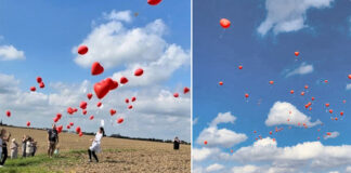 Zur Feier des tollen Spendenerlöses wurden viele Herz-Luftballons in den Himmel entsandt. Fotos: privat