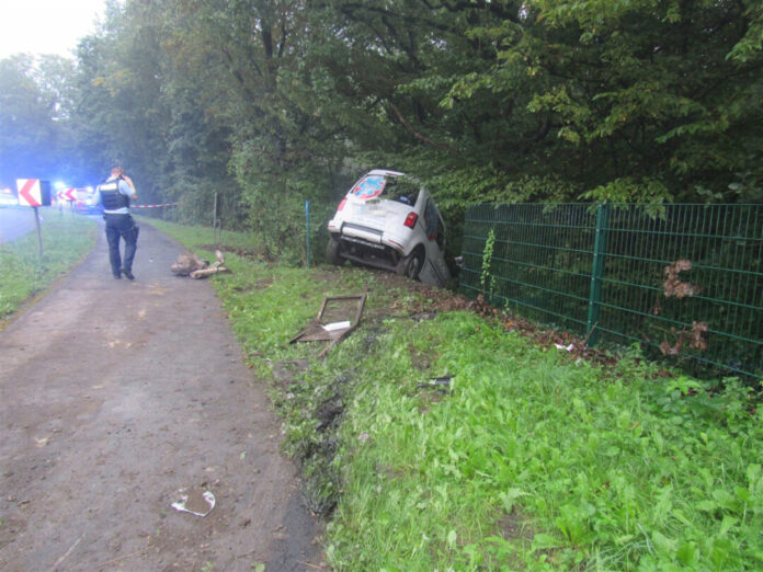 Der VW Caddy landete im Straßengraben. Foto: Polizei