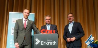 Jan Heinisch, CDU Kreisvorsitzender; Andreas Ehlert, Handwerkspräsident; Christoph Schultz (CDU) Bürgermeister der Stadt Erkrath Foton: Lars Weiss / OMV