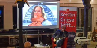 Peter Wensierski traf Kerstin Griese, die sich per Video zugeschaltet hatte. Foto: Büro Griese