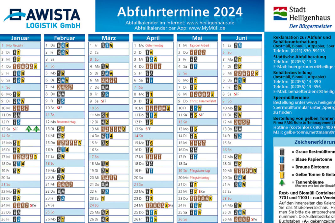 Heiligenhaus Abfallkalender 2024 verschickt