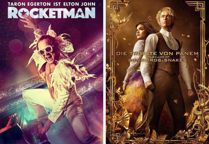 Filmplakate für "Rocketman" und "Panem".