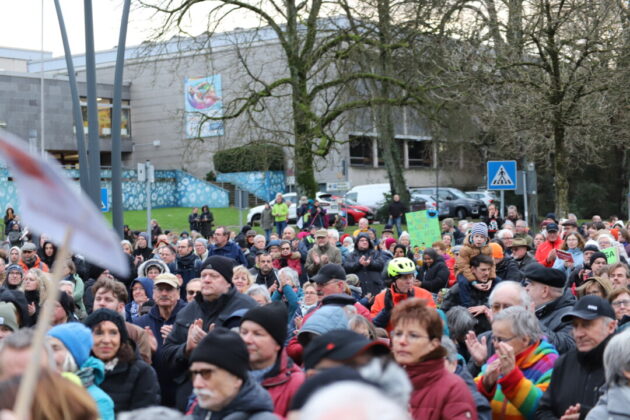 Demonstration in einer deutschen Stadt.