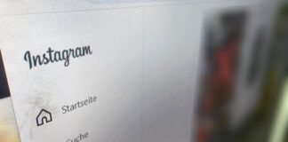 Instagram-Webseite Navigationsmenü auf Bildschirm.