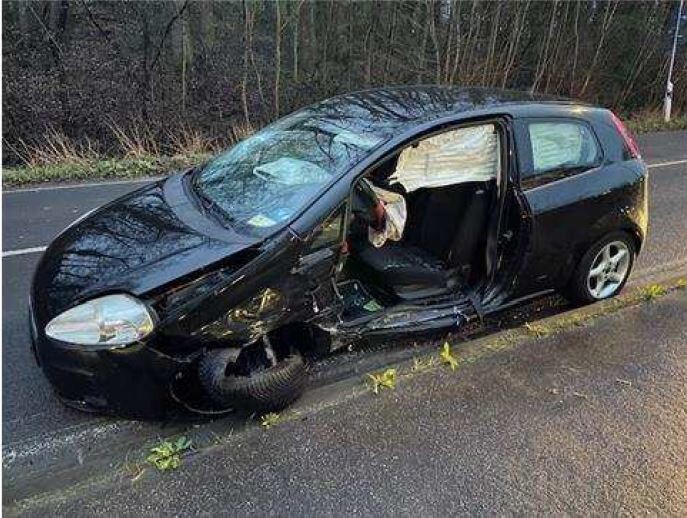 Der bei dem Unfall beschädigte Fiat. Foto: Polizei