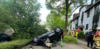 Der Wagen landete auf dem Dach. Foto: Polizei