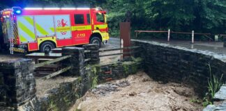 Viel Wasser an der Auermühle. Foto: FW Ratingen