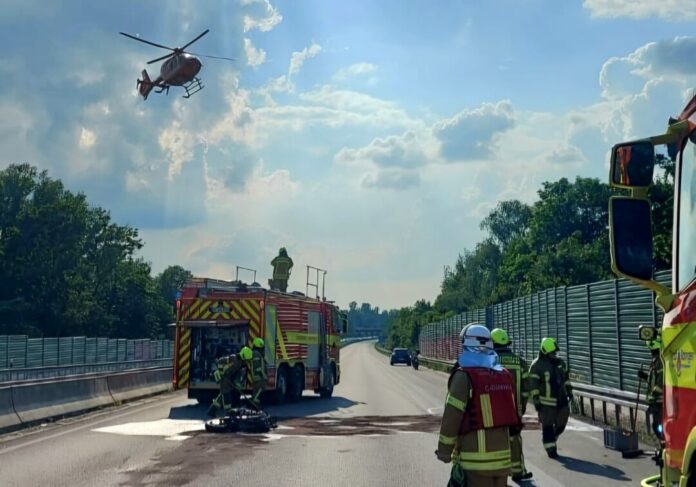 Per Hubschrauber kam der Motorradfahrer in ein Krankenhaus. Foto: FW Ratingen