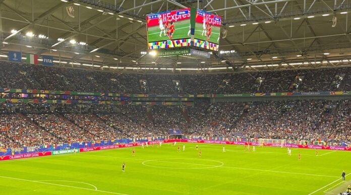 Ein Blick in die Arena beim Spiel zwischen Spanien und Italien. Foto: Polizei Gelsenkirchen