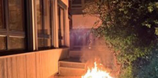 Am späten Montagabend setzten Unbekannte den Inhalt einer Papiermülltonne in Brand. Foto: Polizei