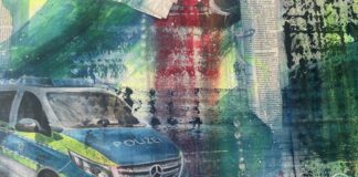 In der Kunstausstellung werden gemalte Werke unter anderem - passend zur Ausstellungslocation - mit Polizeimotiven zu sehen sein. Bild: Künstler