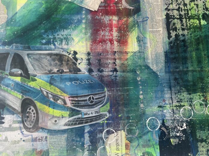 In der Kunstausstellung werden gemalte Werke unter anderem - passend zur Ausstellungslocation - mit Polizeimotiven zu sehen sein. Bild: Künstler
