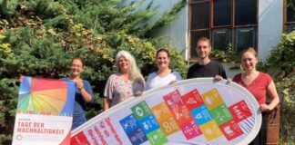 Die Ratinger Tage der Nachhaltigkeit werden von der Abteilung Umwelt-, Klima- und Naturschutz der Kommunalen Dienste koordiniert (v.l. Lena Steinhäuser, Angelika Genieser, Julia Federer, Philip Herms, Lilila Martens). Foto: Stadt Ratingen