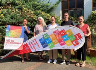 Die Ratinger Tage der Nachhaltigkeit werden von der Abteilung Umwelt-, Klima- und Naturschutz der Kommunalen Dienste koordiniert (v.l. Lena Steinhäuser, Angelika Genieser, Julia Federer, Philip Herms, Lilila Martens). Foto: Stadt Ratingen
