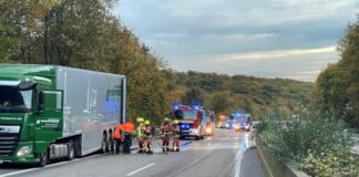 Die Einsatzstelle auf ser Autobahn. Foto: Feuerwehr Velbert