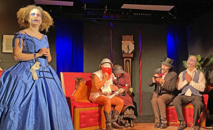 "Die Kahle Sängerin" wird aufgeführt. Foto: Theater Minestrone