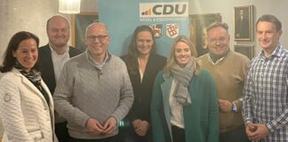 Christiane Rühl, Peter Thomas, Peter Beyer, Tatjana Pfotenhauer, Theresa Dietz, Michael Droste und Robin Langer. Foto: CDU