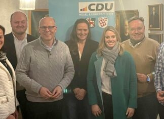 Christiane Rühl, Peter Thomas, Peter Beyer, Tatjana Pfotenhauer, Theresa Dietz, Michael Droste und Robin Langer. Foto: CDU