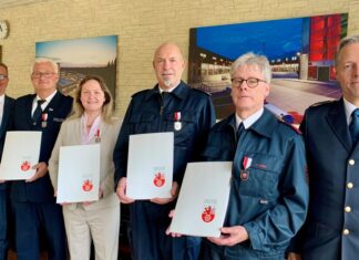 Harald Filip, Frank Bauernfeind, Heike Schulz, Jan-Hendrik Neumann, Marcus Köhler und Markus Feier. Foto: FW Ratingen