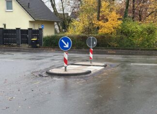 Die neue Verkehrsinsel an der Florastraße. Foto: Kreisstadt Mettmann