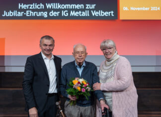 Hakan Civelek, Chef der Velberter IG Metall, mit Günther Röhricht und Silke Wild. Foto: IGM