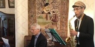 Das Jazz-Duo Poroye/ Lindner spielt im stilvollen Ambiente des Hotels. Foto: Veranstalter