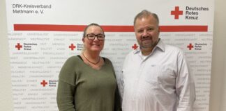 Nicole Gödert mit dem Kreisgeschäftsführer Stefan Vieth. Foto: DRK KV ME