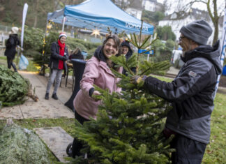 Die Mieterinnen und Mieter in Neviges freuten sich über die kostenlosen Weihnachtsbäume. Foto: Vonovia / Stachelhaus