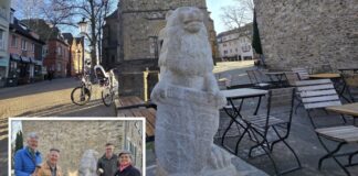 Der Löwe hält das Wappen der Stadt in seinen Krallen - und nun kann man das auch wieder erkennen. Fotos: Alexander Heinz