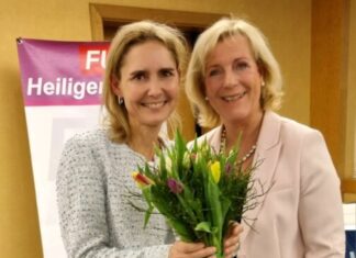 Vorstellung von Landratskandidatin Bettina Warnecke (links) bei der Frauen Union Heiligenhaus (rechts, Ulrike Stiers - Vorsitzende der Frauen Union). Foto: Frauen-Union Heiligenhaus