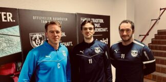 Abteilungsleiter Andre Döpper, Neuzugang Leo Loose und sportlicher Leiter Fabian Clausen Foto: TBW