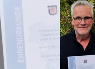 Der stellvertretende Fraktionssprecher Bernhard Ibold freut sich über die Auszeichnung für 20 Jahre Mitgliedschaft im Kreistag. Foto: privat
