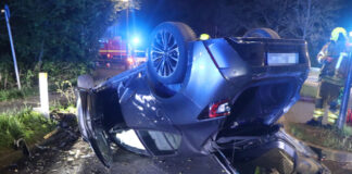 Das Auto überschlug sich und wurde zum Totalschaden. Foto: Polizei