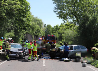 Die Feuerwehr war bei dem Unfall mit einer Vielzahl an Kräften im Einsatz. Foto: Polizei