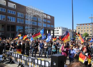 Bis zu 800 Menschen waren laut Polizei bei der Demo des Bündnisses «Gemeinsam für Deutschland» versammelt.
