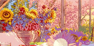 Sonnenblumen und Äpfel , Bild Alexander Heinz