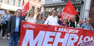 DGB-Landeschefin Anja Weber will Druck beim Thema Tariftreuegesetz machen. (Archivbild)
