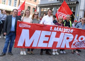 DGB-Landeschefin Anja Weber will Druck beim Thema Tariftreuegesetz machen. (Archivbild)